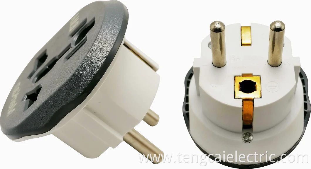 European Grounded Power Plug Adapter Travel Converter